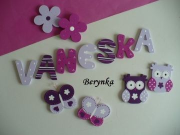 Dřevěná písmenka "proužky a puntíky"