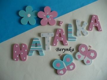 Dřevěná písmenka "proužky a puntíky"