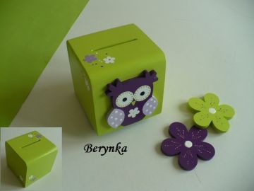 Dřevěné dekorace - fialová se zelenou