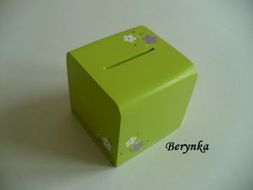 Dřevěné dekorace - fialová se zelenou