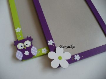 Dřevěné dekorace - fialová se zelenou