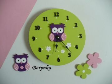 Dřevěné dekorace - fialová se zelenou