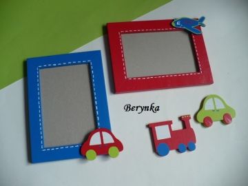 Dřevěný fotorámeček s dopravními prostředky