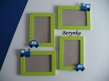 Dřevěný fotorámeček s dopravními prostředky