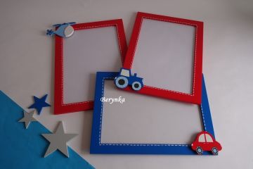 Dřevěný fotorámeček s dopravními prostředky