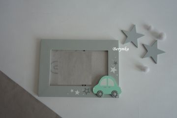 Dřevěný fotorámeček s dopravními prostředky