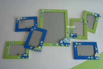 Dřevěný fotorámeček s dopravními prostředky