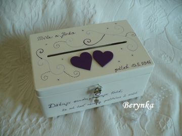 Svatební bedýnka se srdíčky a spirálkami