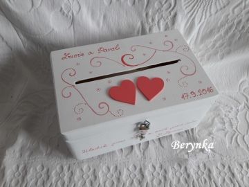 Svatební bedýnka se srdíčky a spirálkami