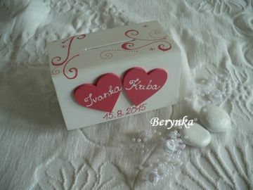 Svatební pokladnička se srdíčky a spirálkami