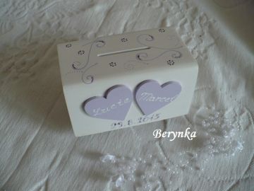 Svatební pokladnička se srdíčky a spirálkami