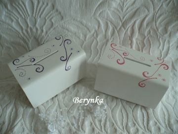 Svatební pokladnička se srdíčky a spirálkami