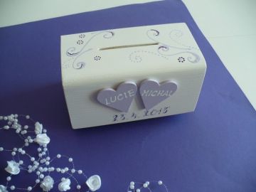 Svatební pokladnička se srdíčky a spirálkami