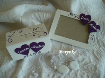 Svatební pokladnička se srdíčky a spirálkami