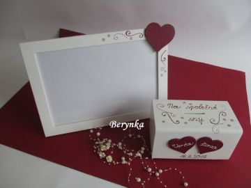 Svatební pokladnička se srdíčky a spirálkami