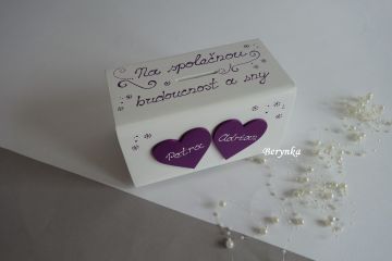 Svatební pokladnička se srdíčky a spirálkami