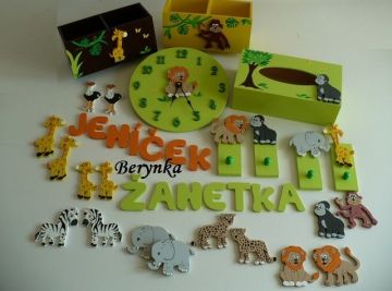 Dřevěné dekorace - zvířátka - Jungle - k tapetě