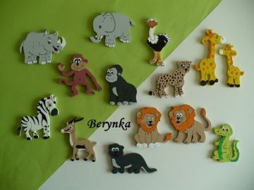 Dřevěné dekorace - zvířátka - Jungle - k tapetě