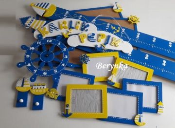 Dřevěné dekorace - námořnické se žlutou