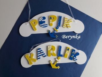 Dřevěné dekorace - námořnické se žlutou