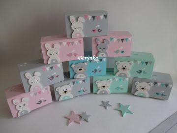 Dřevěná pokladnička v nordic stylu - se zajíčkem