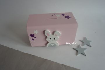 Dřevěná pokladnička v nordic stylu - se zajíčkem