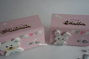 Dřevěná pokladnička v nordic stylu - se zajíčkem