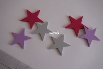 Dřevěné dekorace - malinová s levandulovou a šedou