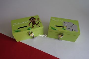 Dřevěná pokladnička se slonem