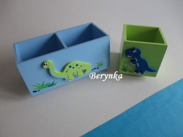 Dřevěné dekorace - zelené s dinosaury