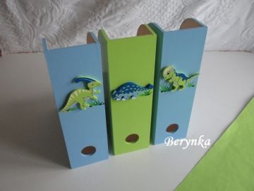Dřevěné dekorace - zelené s dinosaury