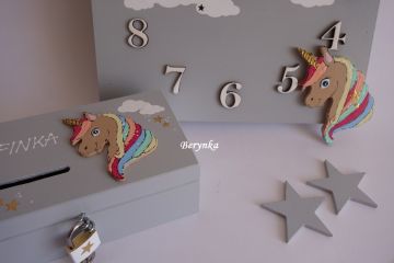 Dřevěné dekorace s jednorožcem