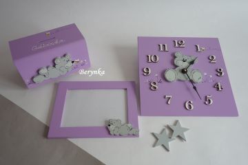 Dřevěné dekorace - ialové s medvídkem