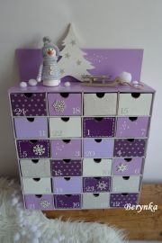 Adventní kalendář *fialovo-bílý* se sněhulákem - různá provedení