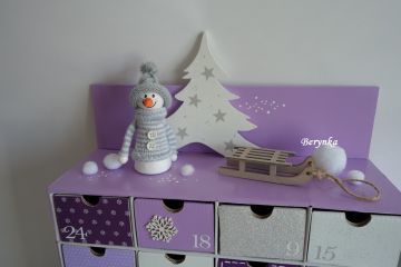 Adventní kalendář *fialovo-bílý* se sněhulákem - různá provedení