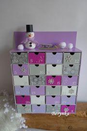 Adventní kalendář *fialovo-bílý* se sněhulákem - různá provedení