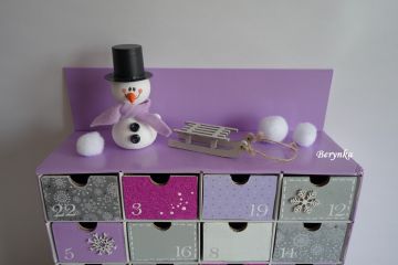 Adventní kalendář *fialovo-bílý* se sněhulákem - různá provedení