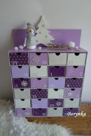 Adventní kalendář *fialovo-bílý* se sněhulákem - různá provedení