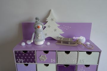 Adventní kalendář *fialovo-bílý* se sněhulákem - různá provedení