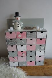 Adventní kalendář *šedo-růžový* - se sněhulákem - různá provedení