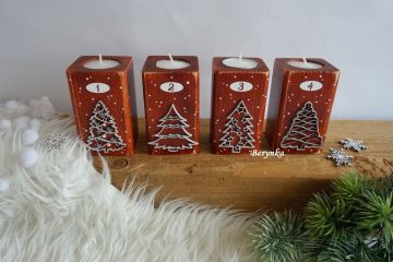 Adventní svícny se stromečky - různé barvy