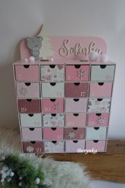 Adventní kalendář růžový s medvídkem a jménem - různá provedení