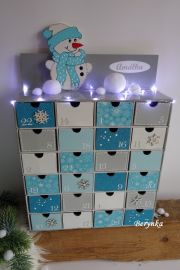 Adventní kalendář tyrkysový se sněhulákem - různá provedení