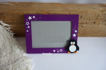 Dřevěný fotorámeček s tučňákem