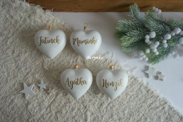 Vánoční baňky - srdíčka - s textem na přání